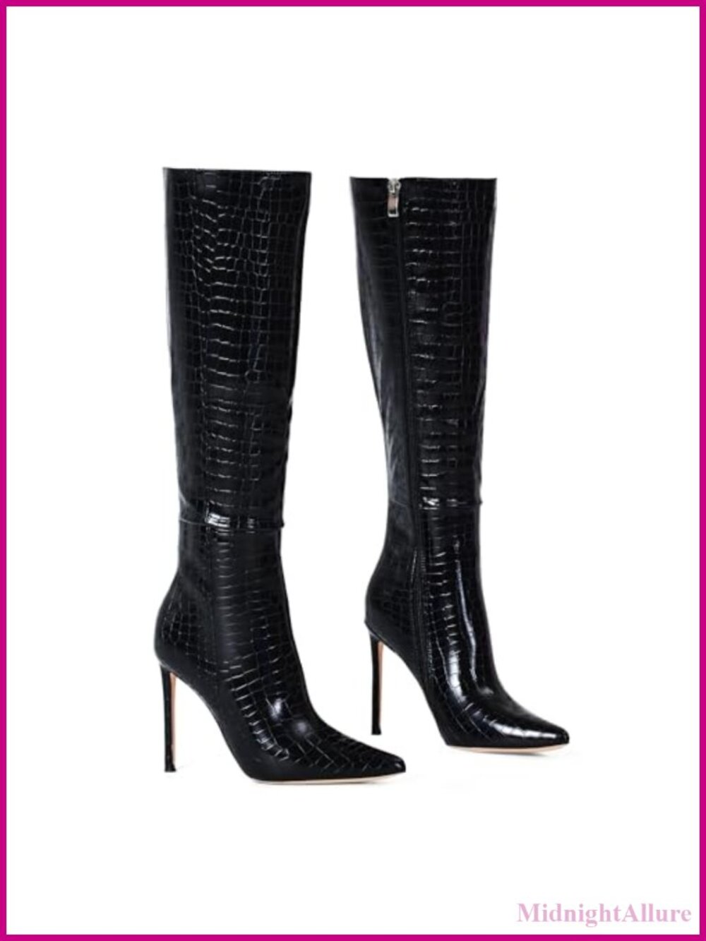 Women's 4 Inch Stiletto Knee High Boots Pointed Toe Fall Winter Tall Boots - Picture 5 of 6